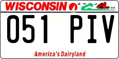 WI license plate 051PIV