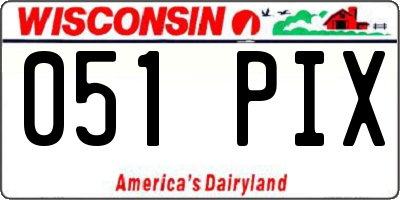 WI license plate 051PIX