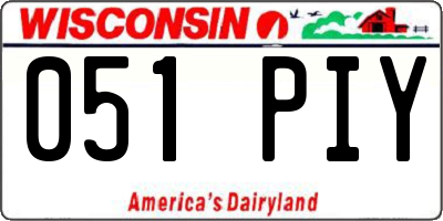WI license plate 051PIY