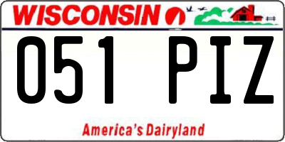 WI license plate 051PIZ