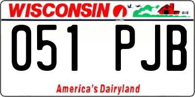 WI license plate 051PJB