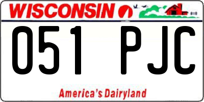 WI license plate 051PJC