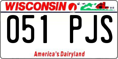 WI license plate 051PJS