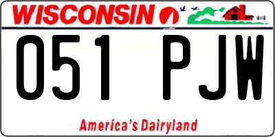 WI license plate 051PJW