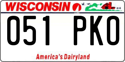 WI license plate 051PKO