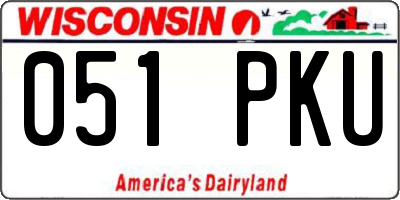 WI license plate 051PKU