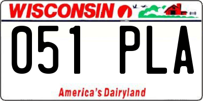 WI license plate 051PLA