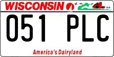 WI license plate 051PLC