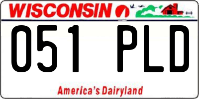 WI license plate 051PLD