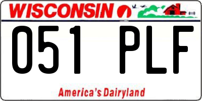 WI license plate 051PLF
