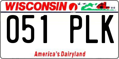 WI license plate 051PLK