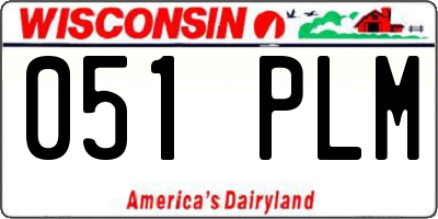WI license plate 051PLM