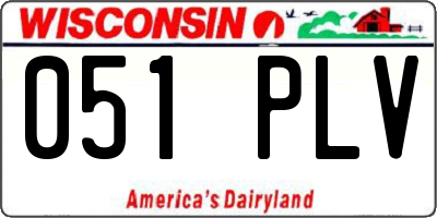 WI license plate 051PLV