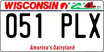 WI license plate 051PLX