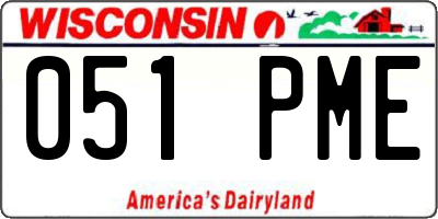 WI license plate 051PME