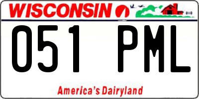 WI license plate 051PML