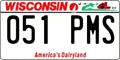 WI license plate 051PMS