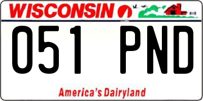 WI license plate 051PND