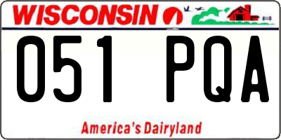 WI license plate 051PQA