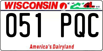 WI license plate 051PQC