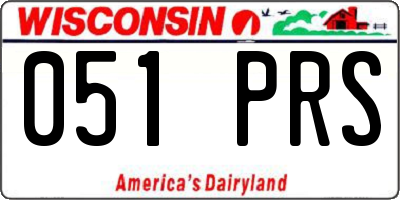 WI license plate 051PRS