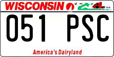 WI license plate 051PSC