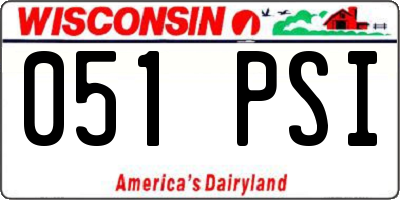 WI license plate 051PSI