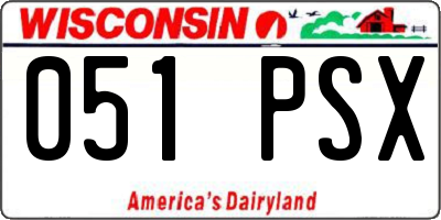 WI license plate 051PSX