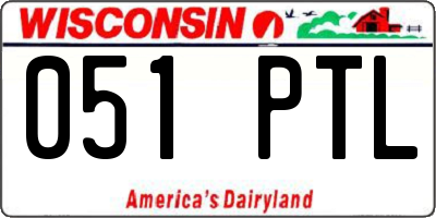 WI license plate 051PTL