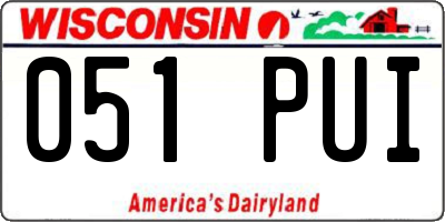 WI license plate 051PUI