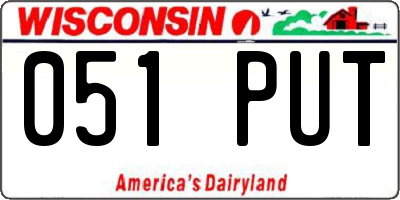 WI license plate 051PUT