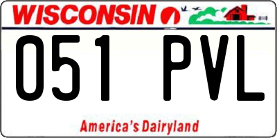 WI license plate 051PVL