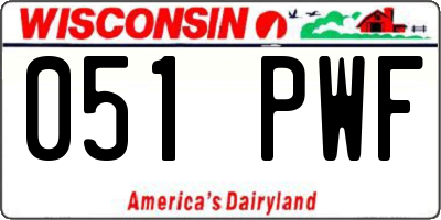 WI license plate 051PWF
