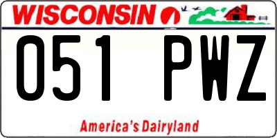 WI license plate 051PWZ
