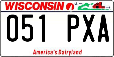 WI license plate 051PXA