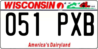 WI license plate 051PXB