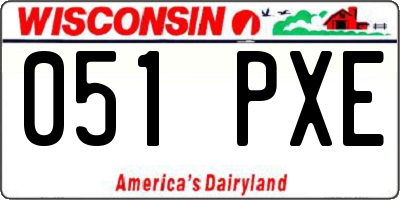 WI license plate 051PXE