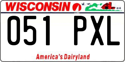 WI license plate 051PXL