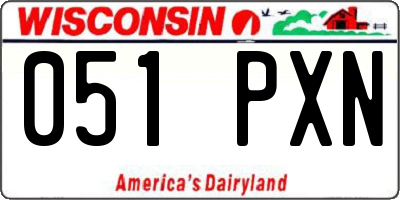 WI license plate 051PXN