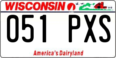 WI license plate 051PXS