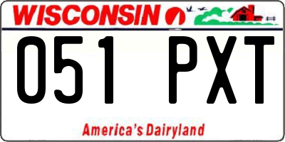 WI license plate 051PXT