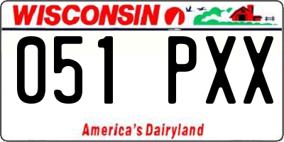 WI license plate 051PXX