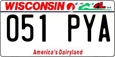 WI license plate 051PYA