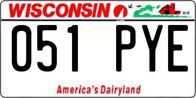 WI license plate 051PYE