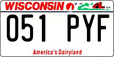 WI license plate 051PYF