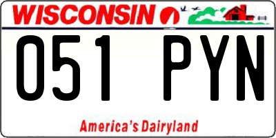 WI license plate 051PYN