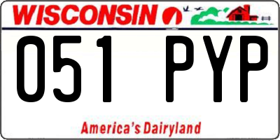 WI license plate 051PYP