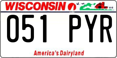WI license plate 051PYR