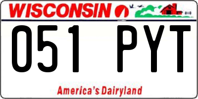 WI license plate 051PYT