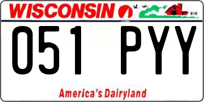 WI license plate 051PYY
